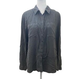 Maurices Casual Button-Down Shirt - Dark Gray. Size L.